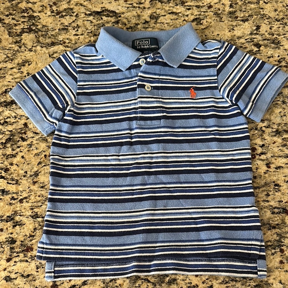 Polo by Ralph Lauren Blue and White Striped Polo Shirt Boys 18 mo.